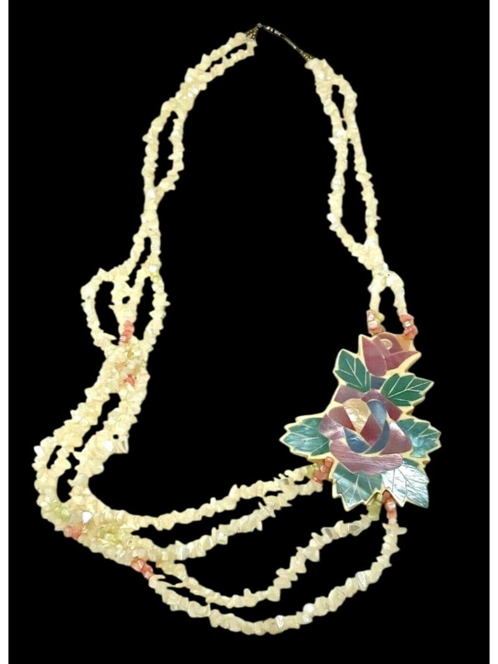 VINTAGE MOTHER OF PEARL SHELL NECKLACE - HAWAII  (lh)